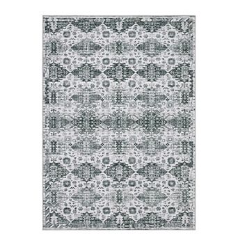 Washable Neutral Area Rugs Vintage Floral Retro Geometric Carpet for Living Room Nursery Hallway