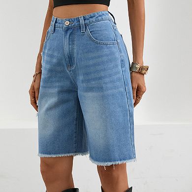 Women's High Waisted Ripped Denim Shorts Casual Summer Distressed Jean Shorts