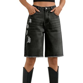 Women's High Waisted Ripped Denim Shorts Casual Summer Distressed Jean Shorts