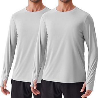 PINSPARK Men's 2 Pack UPF50+ Long Sleeve Rash Guard Sun Protection Beach Fishing Swim Shirt