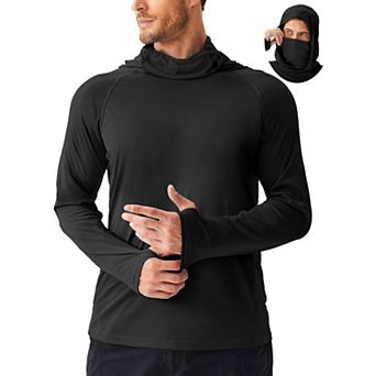 PINSPARK Men's UPF 50+ Sun Hoodie Rash Guard Long Sleeve UV Protection Fishing Shirt with Face Mask
