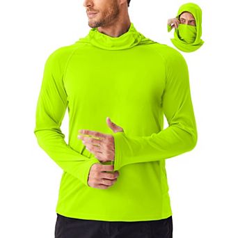 PINSPARK Men's UPF 50+ Sun Hoodie Rash Guard Long Sleeve UV Protection Fishing Shirt with Face Mask