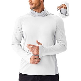 PINSPARK Men's UPF 50+ Sun Hoodie Rash Guard Long Sleeve UV Protection Fishing Shirt with Face Mask