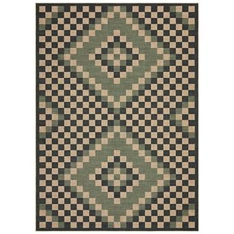 Modern Checkered Geometric Area Rug Washable Faux Linen Non-Slip Indoor Rug for Dining Room