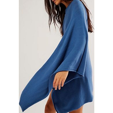 Women's Oversized Draped Knit Top Asymmetrical Hem Dolman Sleeve Casual Elegant Top