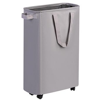 Slim Laundry Hamper with Wheels Rolling Clothes Basket for Bedroom Dorm Room