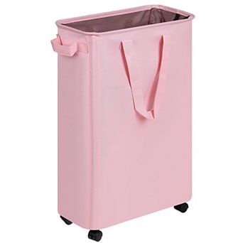 Slim Laundry Hamper with Wheels Rolling Clothes Basket for Bedroom Dorm Room