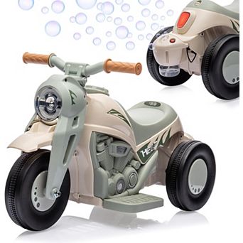6V Kids Ride On Bubble Motorcycle, Battery Powe 3-Wheel Motorbike w/LED Lights & Music