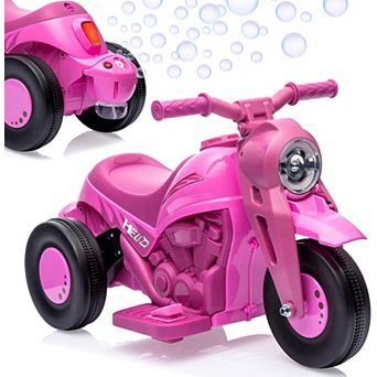 6V Kids Ride On Bubble Motorcycle, Battery Powe 3-Wheel Motorbike w/LED Lights & Music