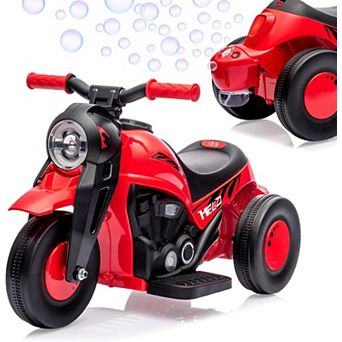 6V Kids Ride On Bubble Motorcycle, Battery Powe 3-Wheel Motorbike w/LED Lights & Music