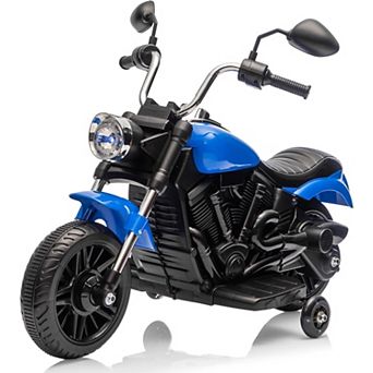 12V Kids Electric Motorcycle w/ Detachable Training Wheels, Soft Start, LED Headlight, Music