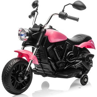 12V Kids Electric Motorcycle w/ Detachable Training Wheels, Soft Start, LED Headlight, Music