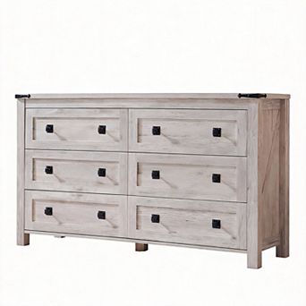 Farmhouse Rustic Wood 6-Drawer Dresser TV Stand Storage Unit