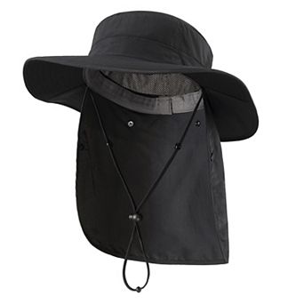 UPF 50+ Sun Hat Wide Brim Fishing Neck Flap Safari UV Protection Bucket