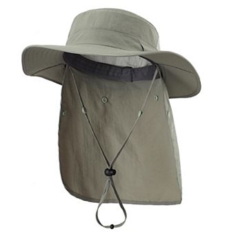 UPF 50+ Sun Hat Wide Brim Fishing Neck Flap Safari UV Protection Bucket