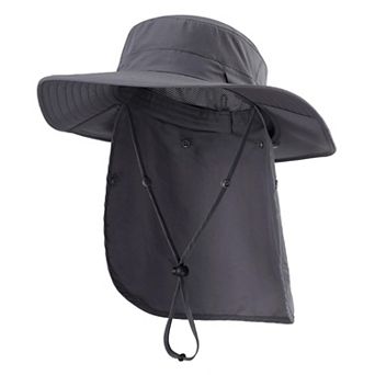 UPF 50+ Sun Hat Wide Brim Fishing Neck Flap Safari UV Protection Bucket
