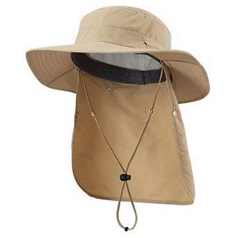 UPF 50+ Sun Hat Wide Brim Fishing Neck Flap Safari UV Protection Bucket