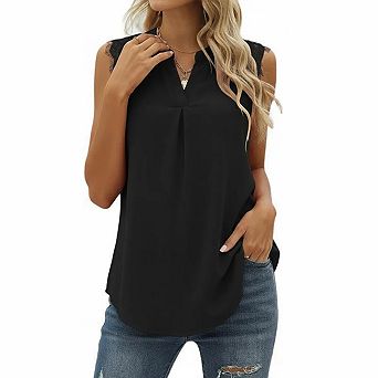 Women Lace Trim Vest Tops V-Neck Sleeveless T-Shirt Pullover Tank Tops