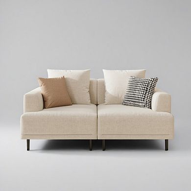 Modern Deep Seat Sofa With Pillows, High Legs, Comfortable Living Room Sofa, Apartment Sofa