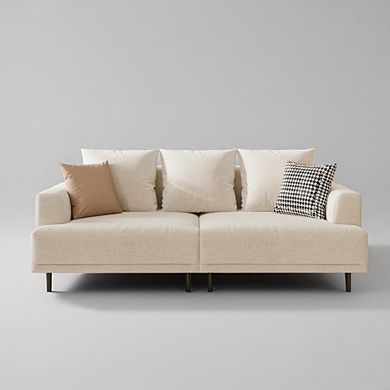 Modern Deep Seat Sofa With Pillows, High Legs, Comfortable Living Room Sofa, Apartment Sofa