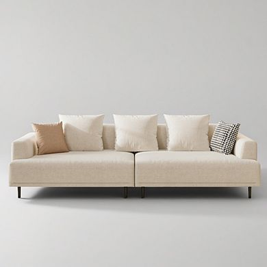 Modern Deep Seat Sofa With Pillows, High Legs, Comfortable Living Room Sofa, Apartment Sofa