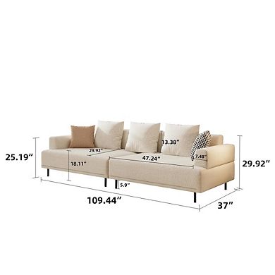 Modern Deep Seat Sofa With Pillows, High Legs, Comfortable Living Room Sofa, Apartment Sofa