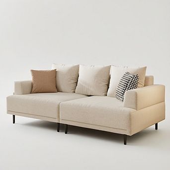 Modern Deep Seat Sofa With Pillows, High Legs, Comfortable Living Room Sofa, Apartment Sofa