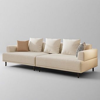 Modern Deep Seat Sofa With Pillows, High Legs, Comfortable Living Room Sofa, Apartment Sofa