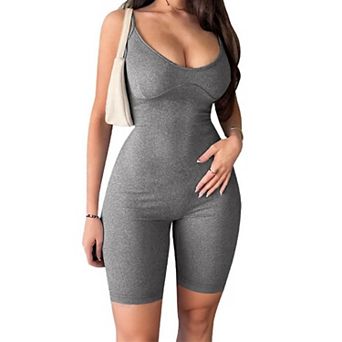 Women's Slimming Jumpsuit Stretchy Soft Romper for Workout Vacation Summer Shorts Romper