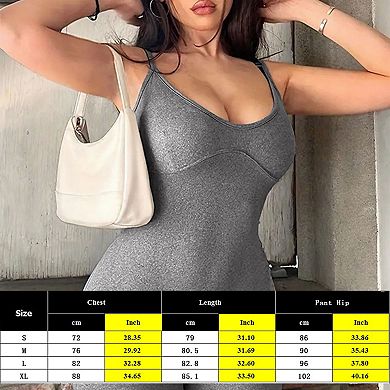 Women's Slimming Jumpsuit Stretchy Soft Romper for Workout Vacation Summer Shorts Romper