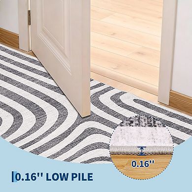 Modern Geometric Arch Washable Area Rug, Non-Slip Abstract Accent Rug for Living Room