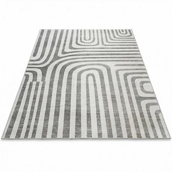 Modern Geometric Arch Washable Area Rug, Non-Slip Abstract Accent Rug for Living Room