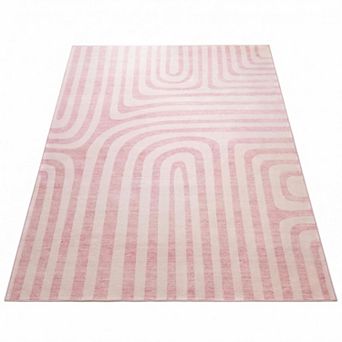 Modern Geometric Arch Washable Area Rug, Non-Slip Abstract Accent Rug for Living Room