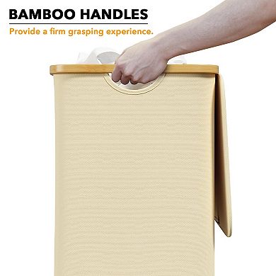 Laundry Hamper With Lid Tall Clothes Basket Bin Handles Collapsible Bedroom Bathroom Dorm