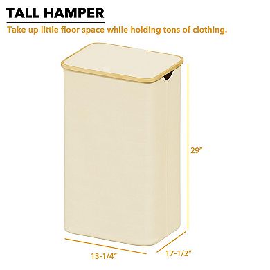 Laundry Hamper With Lid Tall Clothes Basket Bin Handles Collapsible Bedroom Bathroom Dorm