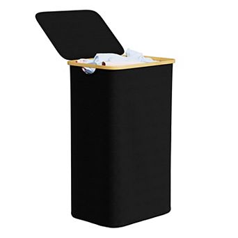 Laundry Hamper With Lid Tall Clothes Basket Bin Handles Collapsible Bedroom Bathroom Dorm