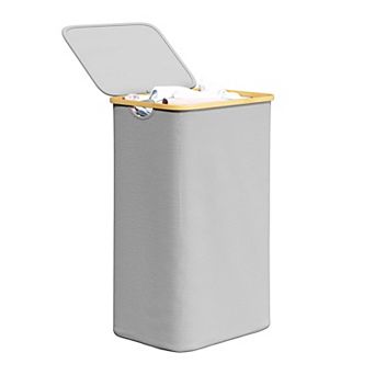 Laundry Hamper With Lid Tall Clothes Basket Bin Handles Collapsible Bedroom Bathroom Dorm