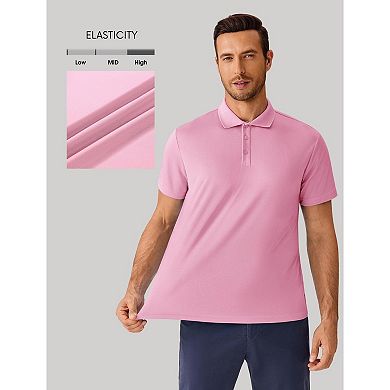 PINSPARK Men's Short Sleeve Quick Dry Golf Polo Moisture Wicking Performance Casual Workout Shirt