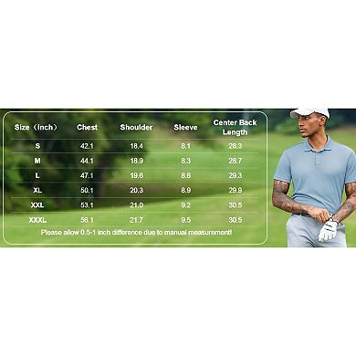 PINSPARK Men's Short Sleeve Quick Dry Golf Polo Moisture Wicking Performance Casual Workout Shirt