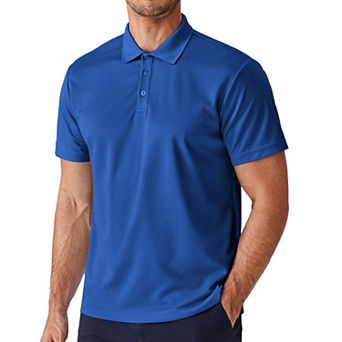PINSPARK Men's Short Sleeve Quick Dry Golf Polo Moisture Wicking Performance Casual Workout Shirt