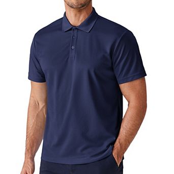 PINSPARK Men's Short Sleeve Quick Dry Golf Polo Moisture Wicking Performance Casual Workout Shirt