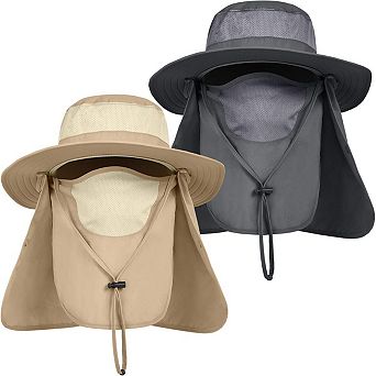Outdoor Sun Hat Face Neck Flap UV Protection Wide Brim Fishing Hiking Safari Gardening UPF 50+