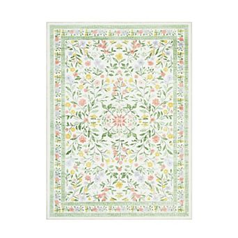 Boho Floral Area Rug for Living Room, Nursery, Washable Non-Slip Ultra-Thin Indoor Floor Carpet
