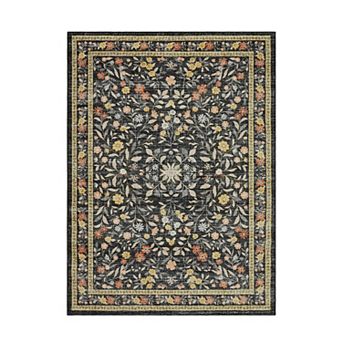 Boho Floral Area Rug for Living Room, Nursery, Washable Non-Slip Ultra-Thin Indoor Floor Carpet