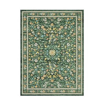 Boho Floral Area Rug for Living Room, Nursery, Washable Non-Slip Ultra-Thin Indoor Floor Carpet