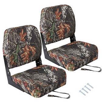 2 Pack Low Back Folding Boat Seats - Thick Padded Waterproof Marine Chairs - Space-Saving