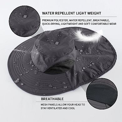 Outdoor UPF50+ Sun Hat Wide Brim Mesh Fishing Neck Flap