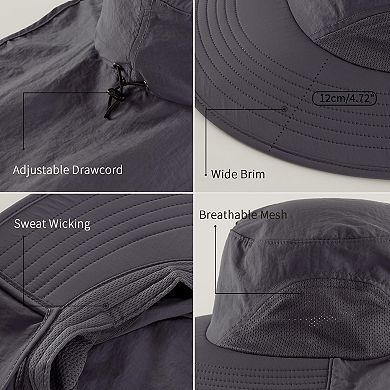 Outdoor UPF50+ Sun Hat Wide Brim Mesh Fishing Neck Flap