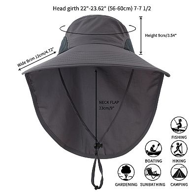 Outdoor UPF50+ Sun Hat Wide Brim Mesh Fishing Neck Flap