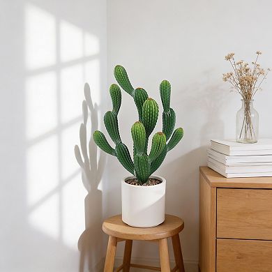 Realistic Artificial Cactus Plant with Planter, UV Resistant Faux Plant for Home Office Decor